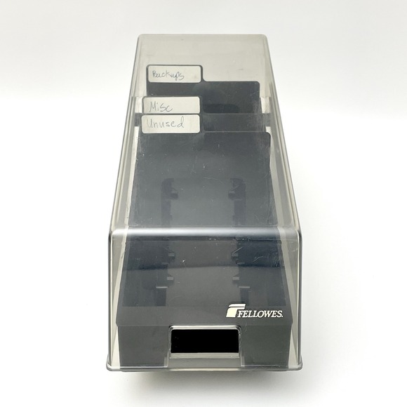 3.5" Floppy Disk Plastic Storage Box Case Holder Organizer Fellowes Holds 50 - Picture 1 of 13